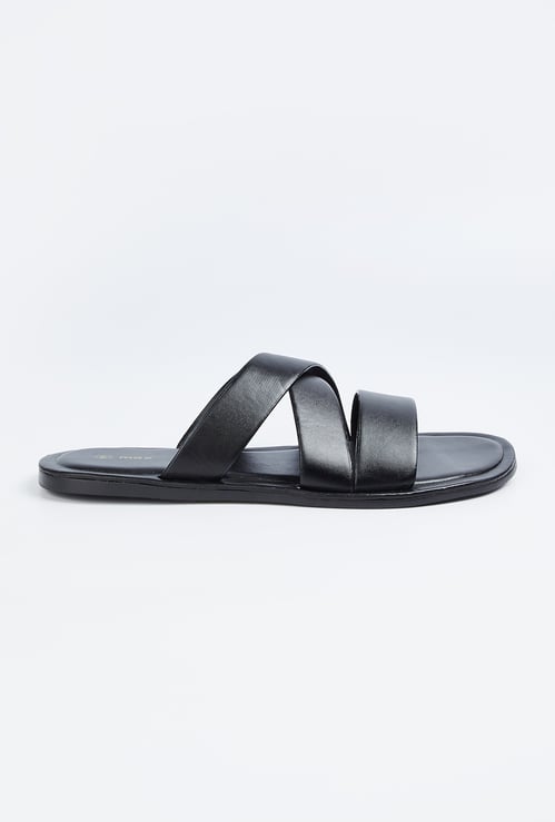 Men Solid Double Strap Comfort Sandals