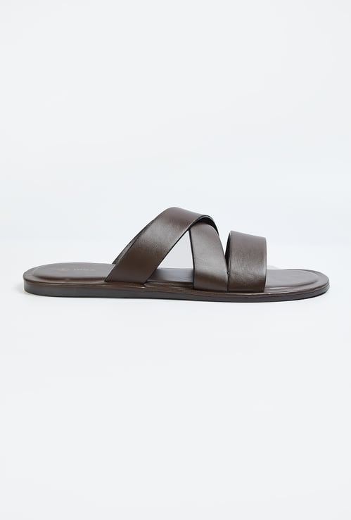 Men Solid Double Strap Comfort Sandals