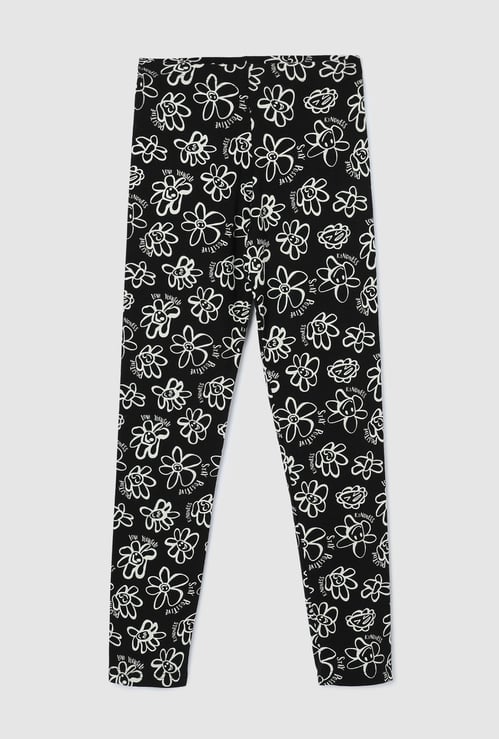 Girls Printed Full-Length Leggings