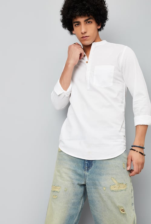 Men Solid Short Kurta