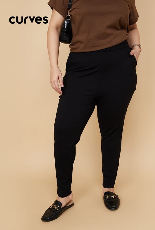 Women Solid Ponte Knit Treggings