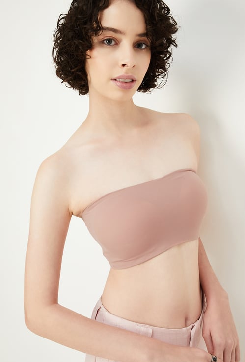 Women Solid Padded Tube Bra