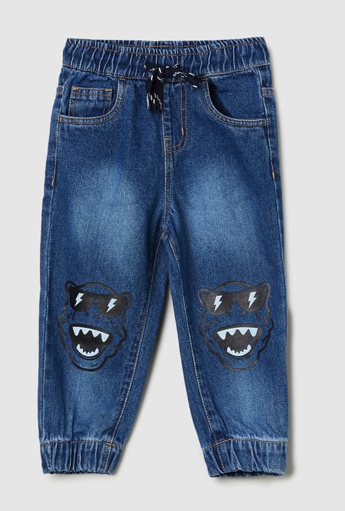 Boys Printed Denim Joggers