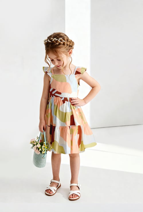Girls Printed Tiered Dress
