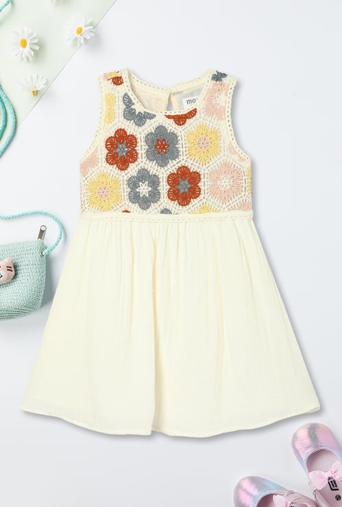 Girls Crochet Fit & Flare Dress