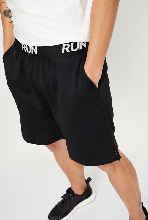 Men Solid Elasticated Active Shorts