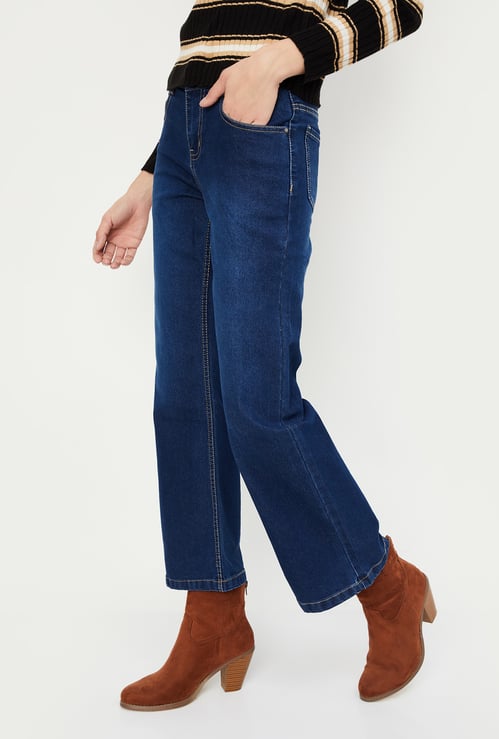 Women Washed Kick Flare Jeans