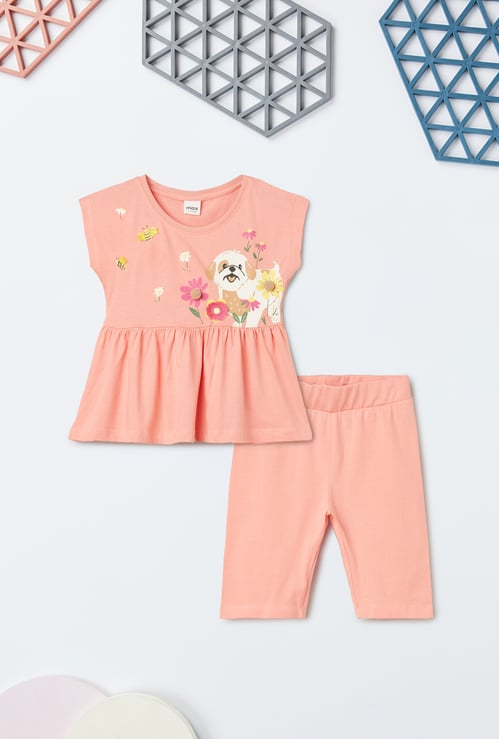 Girls Printed Shorts Set
