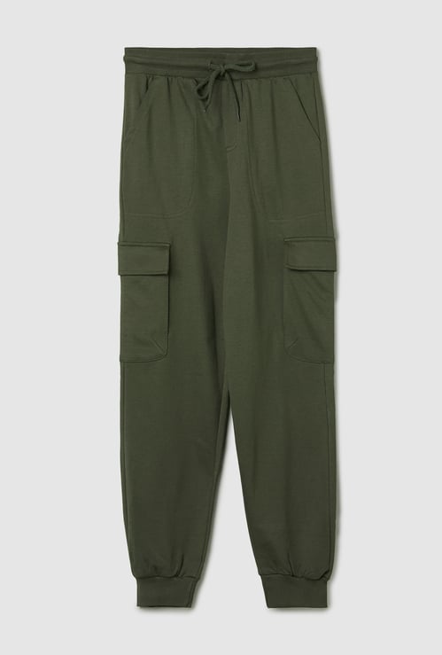 Boys Solid Cargo Joggers