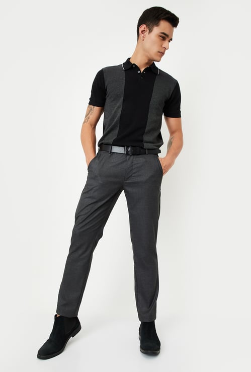 Men Slim Fit Solid Formal Trousers