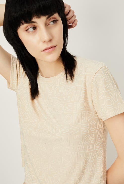 Women Jacquard Cropped Sports T-shirt