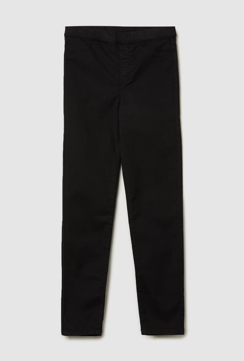 Girls Slim Fit Solid Jeggings