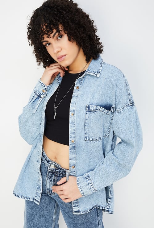 Women Washed Denim Shirt