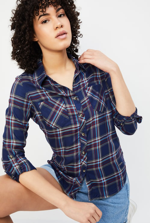 Women Tartan Checked Yarn Dyed Shirt