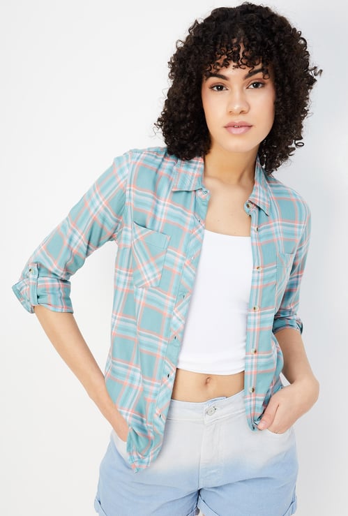 Women Tartan Checked Yarn Dyed Shirt