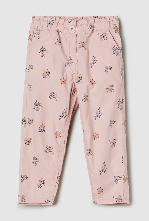 Girls Printed Paperbag Waist Trousers