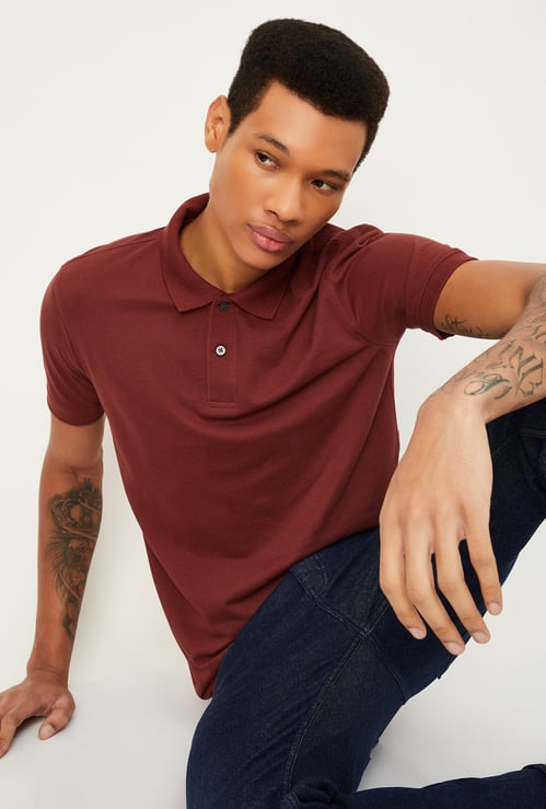 Men Slim Fit Solid Polo T-shirt