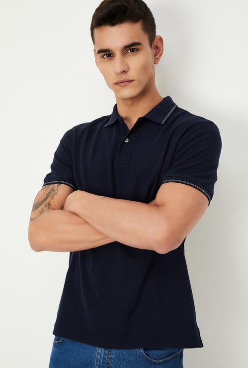 Men Solid Regular Fit Polo T-shirt