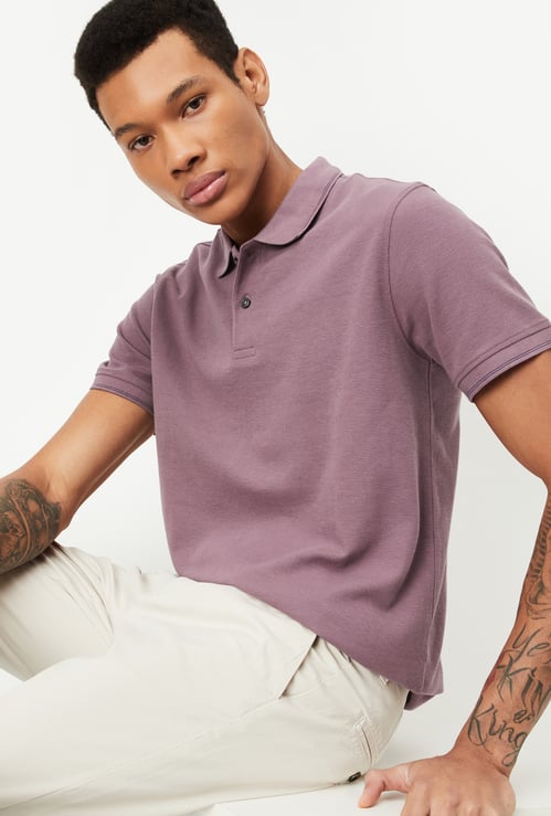 Men Solid Regular Fit Polo T-shirt