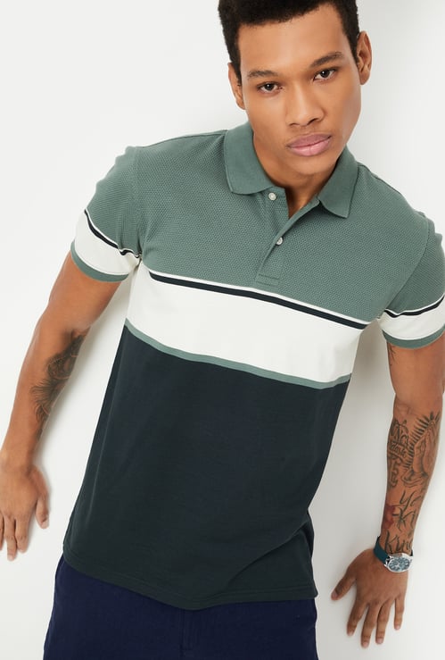 Men Slim Fit Striped Polo T-shirt