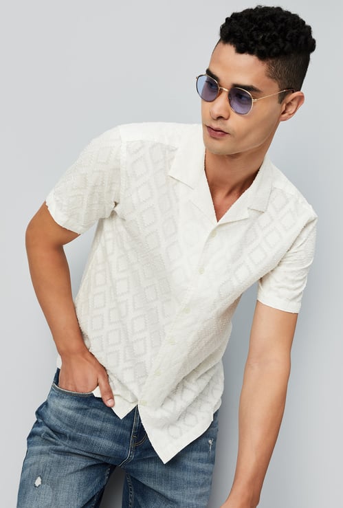 Men Jacquard Short Kurta