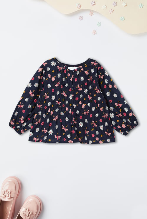 Girls Floral Print A-line Top