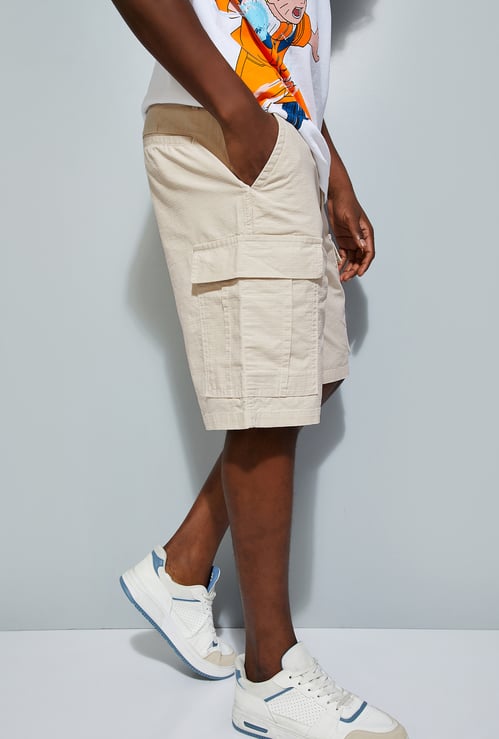 URB_N Men Checked Cargo Shorts