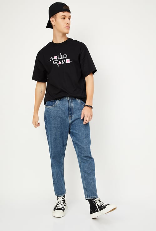 Men Washed Loose Fit Jeans