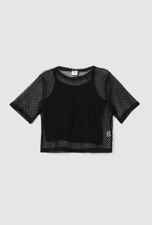 Girls Mesh Hem Top