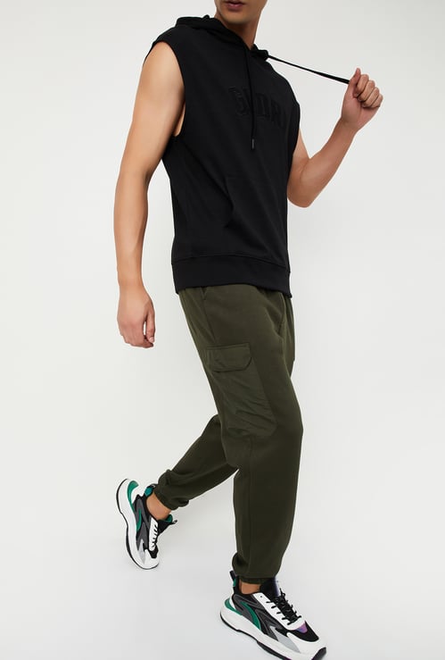 Men Solid Athleisure Cargo Joggers