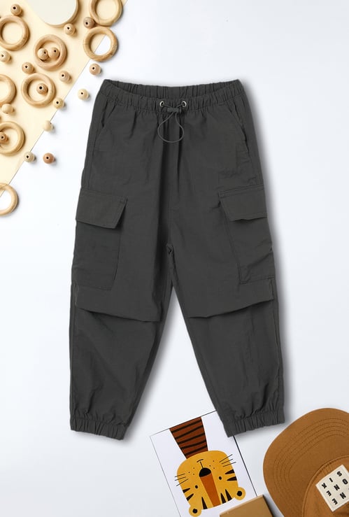 Girls Solid Cargo Joggers