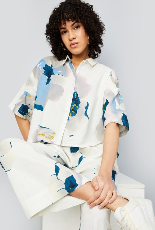 Women Printed Cropped Shirt