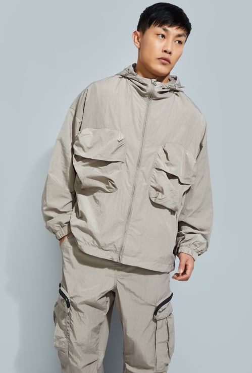 URB_N Men Solid Hooded Jacket