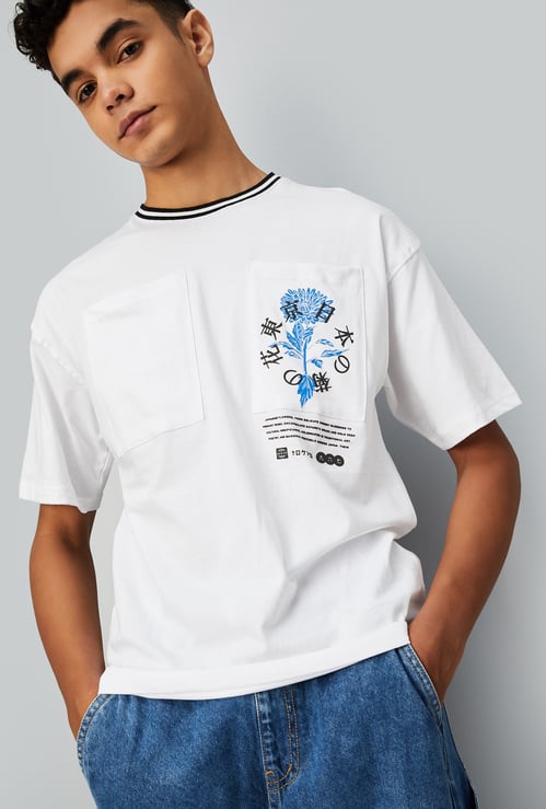 Boys Oversized Printed T-shirt with Pocket