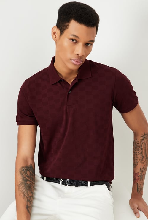 Men Slim Fit Jacquard Polo T-shirt