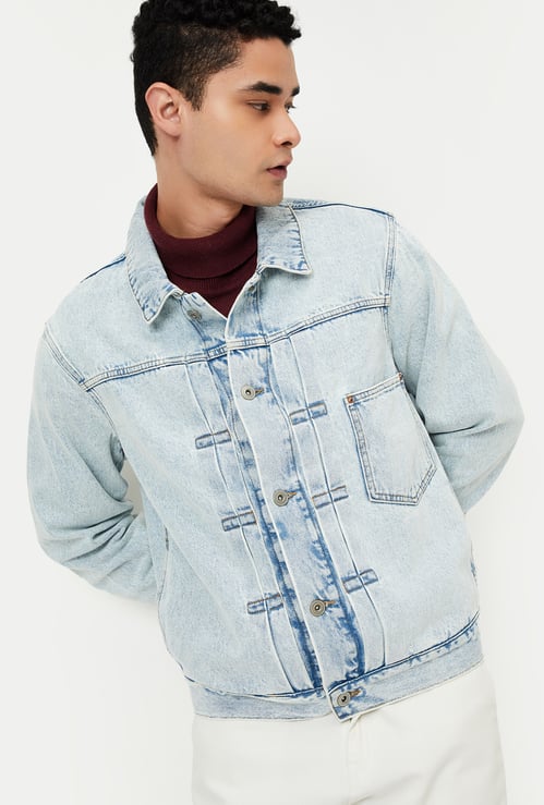 Men Solid Denim Jacket