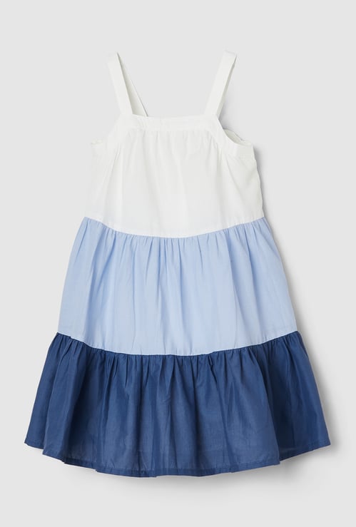 Girls Colourblock Tiered Dress