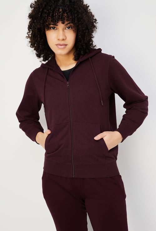 Women Solid Hooded Sweatshirt