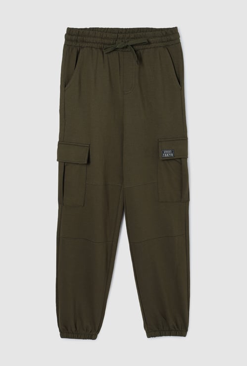 Boys Solid Cargo Joggers