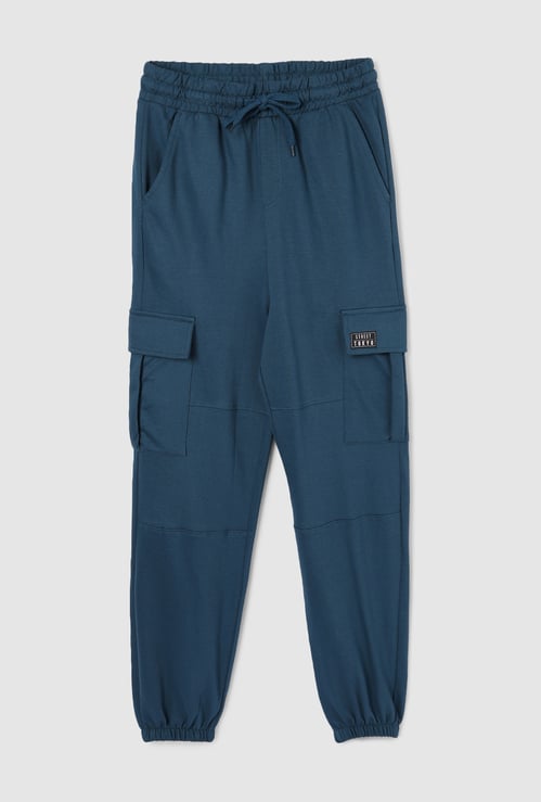 Boys Solid Cargo Joggers