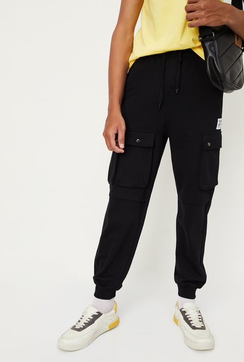 Boys Solid Jogger Trousers with Cargo Pockets