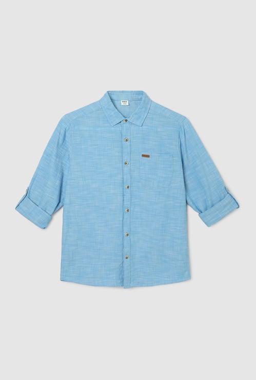 Boys Solid Casual Shirt