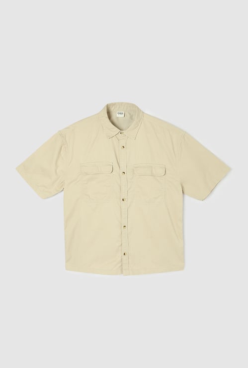 Boys Solid Utility Shirt with Double Pockets