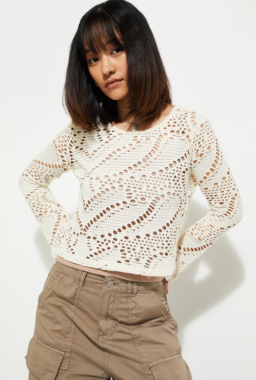 ALAYA F x URB_N Women Textured Knit Top with Camisole