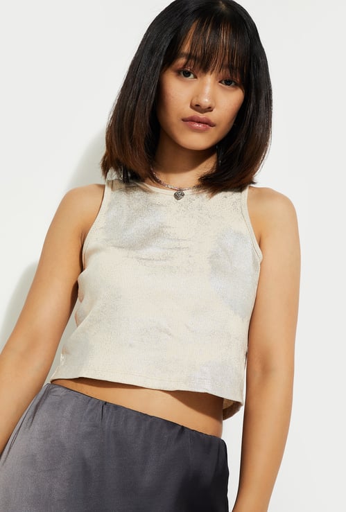 ALAYA F x URB_N Women Foil Printed Crop Tank Top