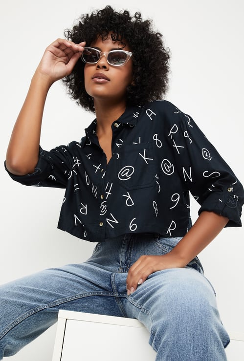 Women Printed Cropped Shirt