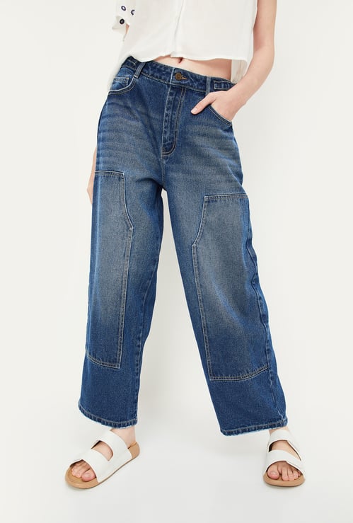 Women Workwear Fit Washed Jeans