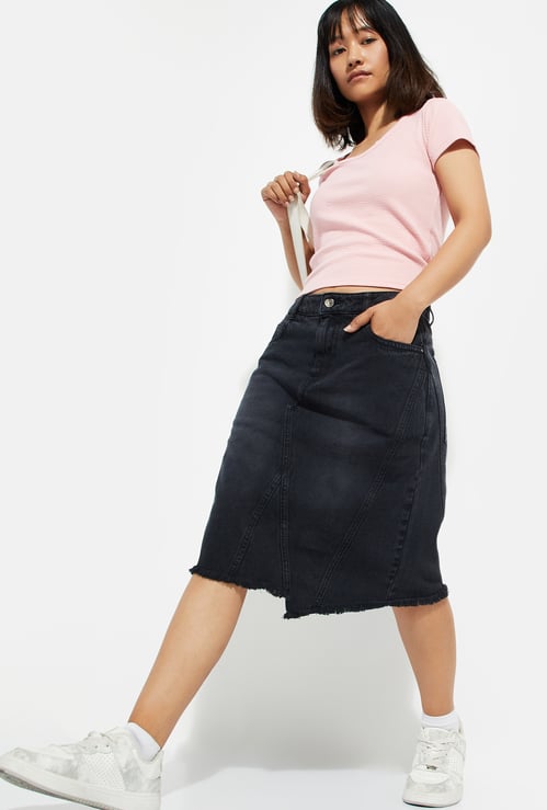 ALAYA F x URB_N Women Washed Denim Skirt