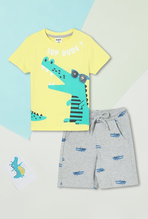 Boys Printed Shorts Set