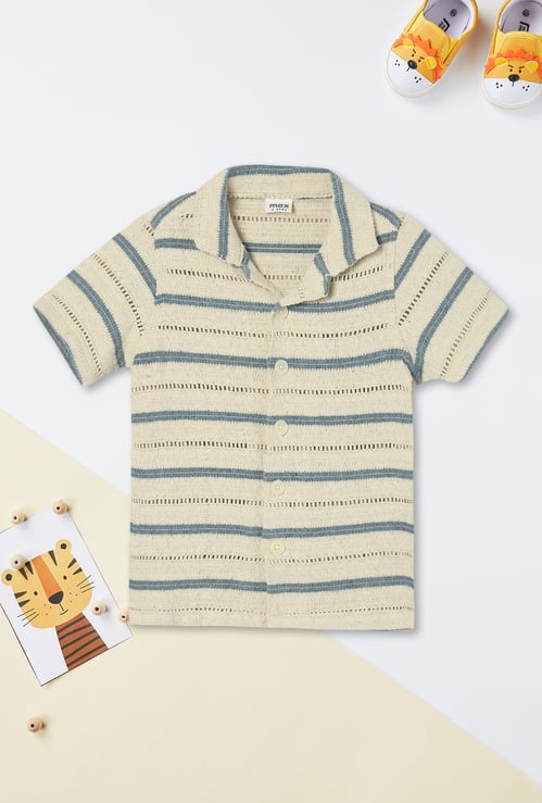 Boys Striped Knit Resort Collar Shirt